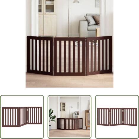 Puerta plegable -  Puerta para perros plegable 3 paneles madera álamo marrón 150cm