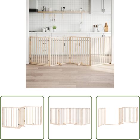 Puerta plegable -  Puerta para perros plegable 4 paneles madera de álamo 320 cm