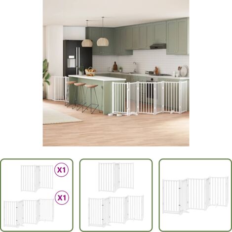 Puerta plegable -  Puerta para perros plegable 9 paneles madera álamo blanca 450cm