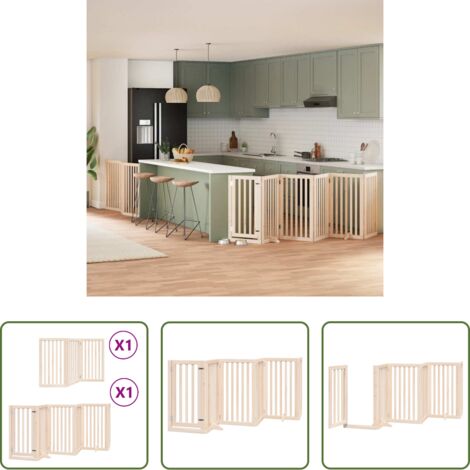 Puerta plegable -  Puerta para perros plegable 9 paneles madera de álamo 450 cm