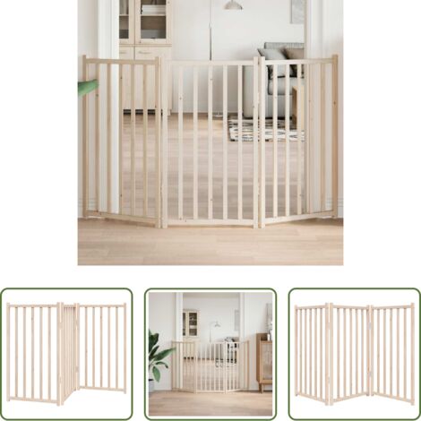 Puerta plegable -  Puerta para perros plegable de 3 paneles, 150 cm, madera maciza de abeto