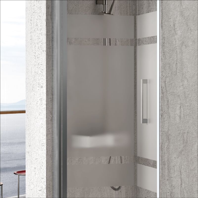 

Kassandra - Puerta Plegable S300 CON DECORADO 85 cm Lateral fijo: 67 - 69 cm