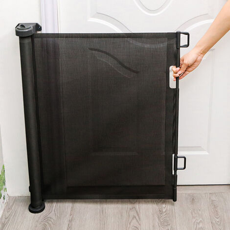 Puerta Seguridad Bebé Extensibles (0 a 150 cm) Barrera Seguridad Niños y Perros, Vallas de Seguridad para Pasillos (Negro)