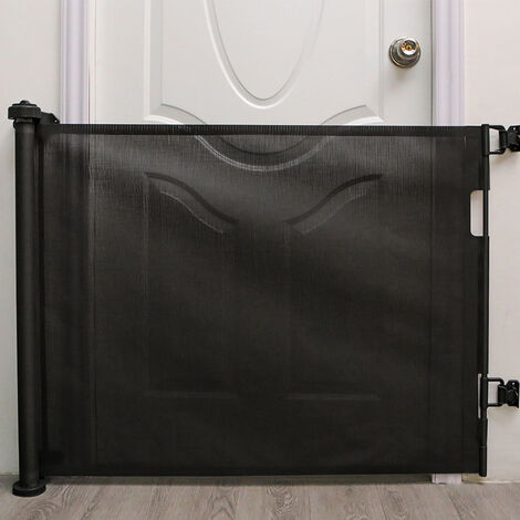 Puerta Seguridad Bebé Extensibles (0 a 180 cm) Barrera Seguridad Niños y Perros, Vallas de Seguridad para Pasillos (Negro)