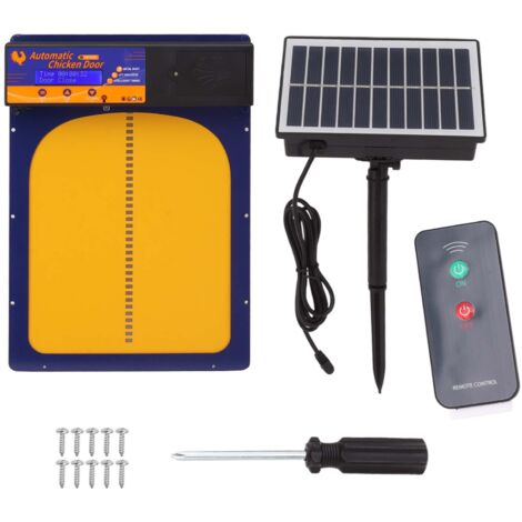 Puerta solar para gallinero SUNXURY, puerta automática para gallinero, resistente al agua IP45, control remoto con sensor de luz, aluminio, para granjas domésticas, joya azul
