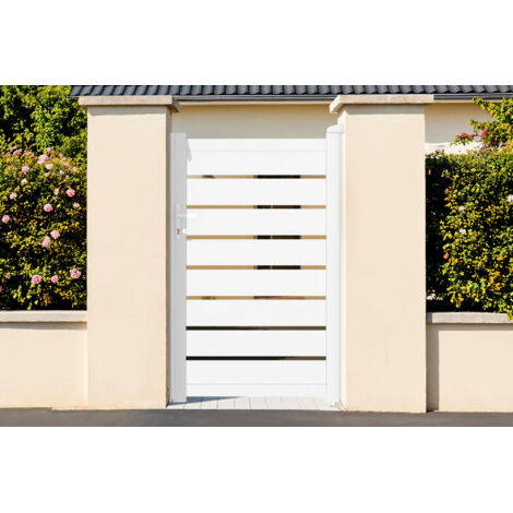 Puerta VOGEL 1m H.160 aluminio blanco + 2 postes EIFEL H.190 cm