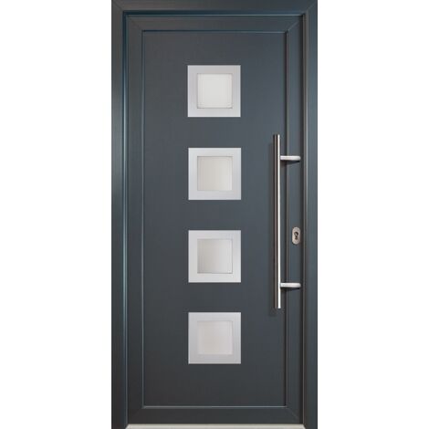 Puertas de casa clásico modelo 84, dentro: blanco, fuera: titanio ancho: 108cm, altura: 208cm chapa izquierda