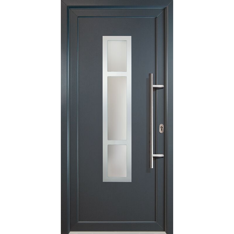 

Meeth - Puertas de casa clásico modelo 87, dentro: blanco, fuera: titanio ancho: 88cm, altura: 200cm chapa derecha