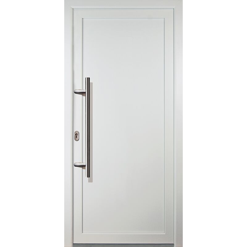 

Puertas de casa de Aluminio modelo 01, dentro: blanco, fuera: blanco ancho: 98cm, altura: 200cm chapa izquierda