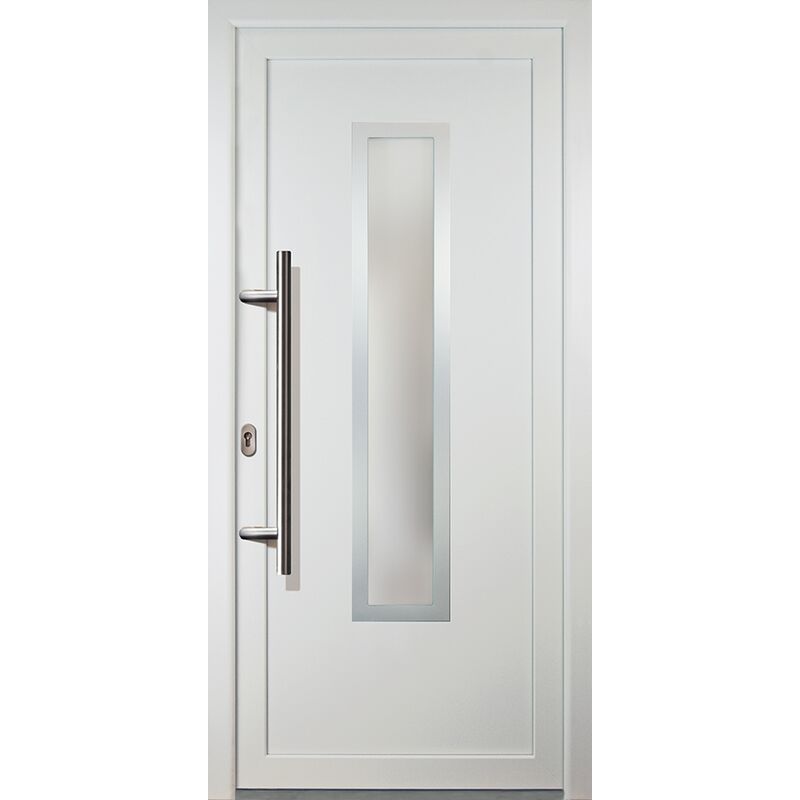 

Meeth - Puertas de casa de Aluminio modelo 32, dentro: blanco, fuera: blanco ancho: 88cm, altura: 200cm chapa izquierda