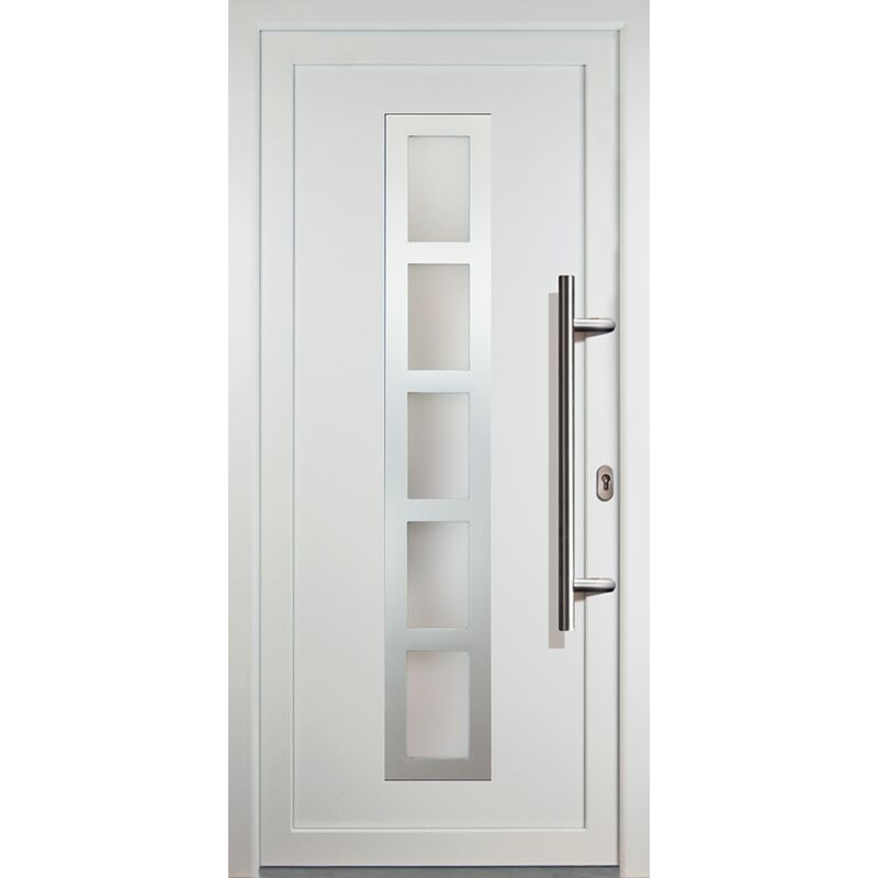 

Meeth - Puertas de casa de Aluminio modelo 51, dentro: blanco, fuera: blanco ancho: 88cm, altura: 208cm chapa derecha