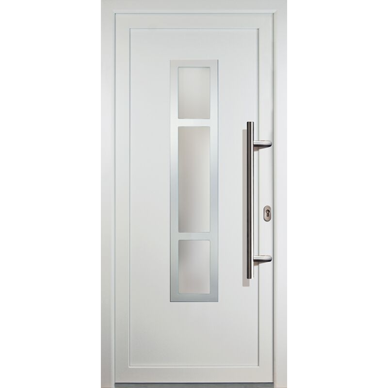 

Meeth - Puertas de casa de Aluminio modelo 87, dentro: blanco, fuera: blanco ancho: 88cm, altura: 208cm chapa derecha