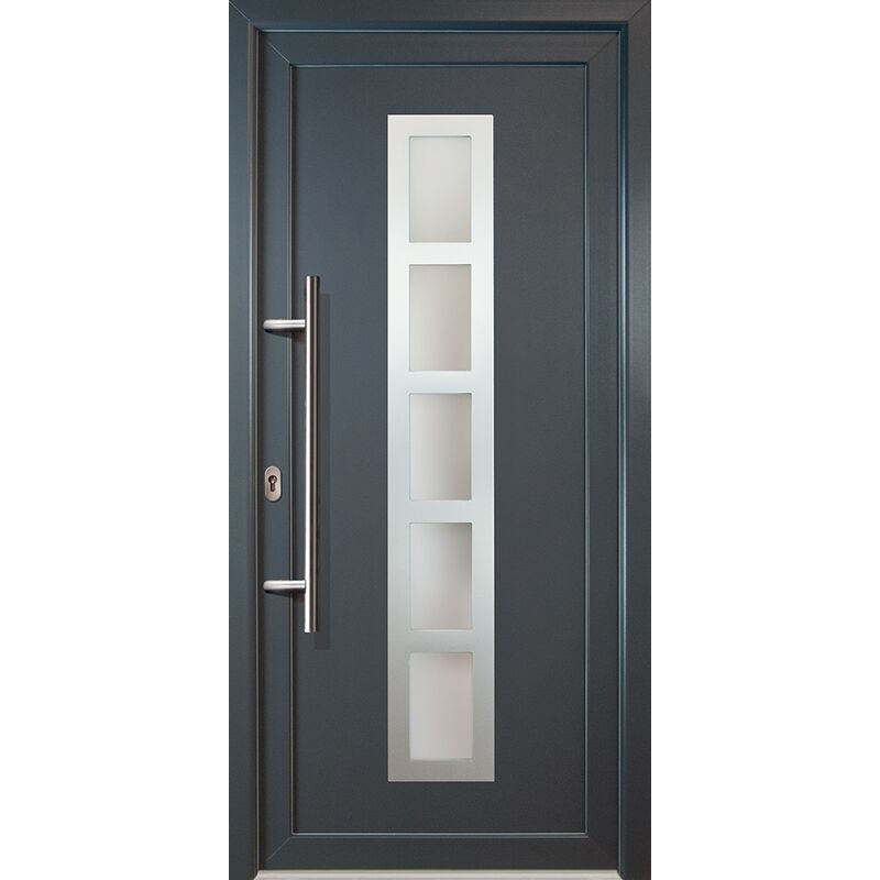 

Puertas de casa exclusivo modelo 51, dentro: blanco, fuera: titan ancho: 88cm, altura: 200cm chapa izquierda