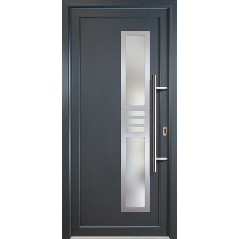 

Meeth - Puertas de casa exclusivo modelo 53, dentro: blanco, fuera: titan ancho: 88cm, altura: 200cm chapa derecha