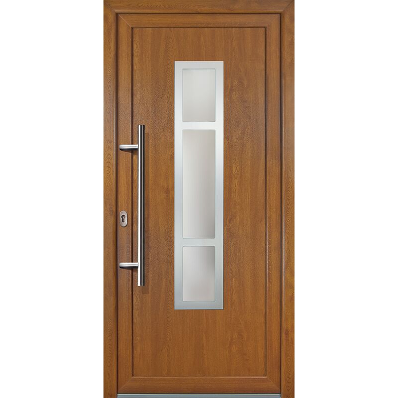 

Puertas de casa exclusivo modelo 87, dentro: blanco, fuera: golden oak ancho: 88cm, altura: 200cm chapa izquierda