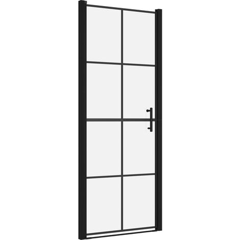 Puertas de ducha de vidrio templado negro 81x195 cm vidaXL - N/A