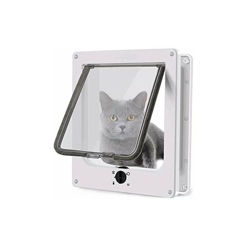 

Litzee - Puertas grandes para gatos, puerta magnética para mascotas con cerradura giratoria de 4 vías para gatos, gatitos y gatitos, versión mejorada