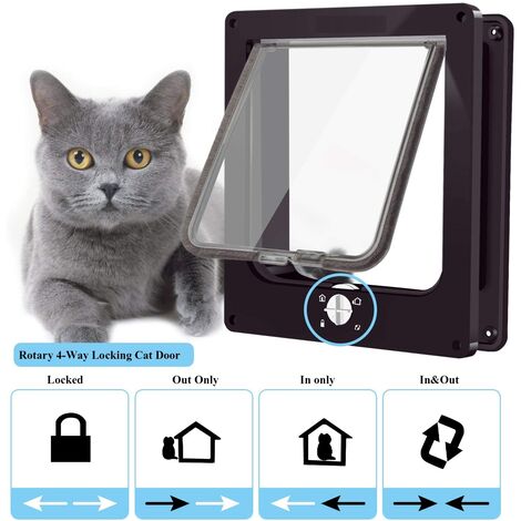 QiZheng Gateras para Puertas, Puertas para Gatos con Cierre Magnético de 4  Vías, para Gatos y Perros pequeños, S-19.7192cm