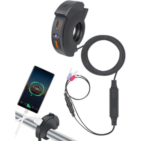 Puerto USB para motocicleta, cargador USB para motocicleta: potente cargador de teléfono para motocicleta, accesorios para motocicleta, puerto de carga rápida USB para ATV, cargador de teléfono celula