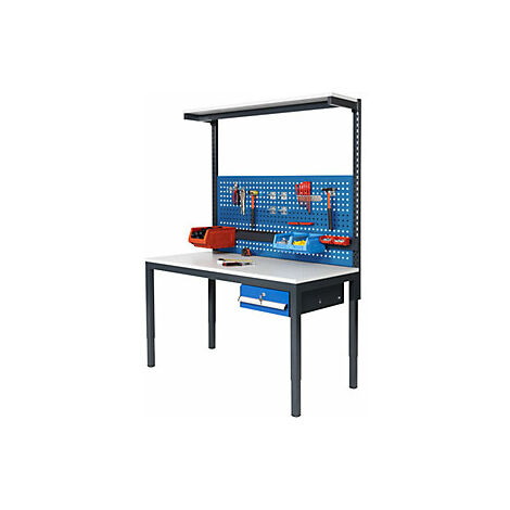 Puesto de trabajo completo  de altura regulable  incl un cajón