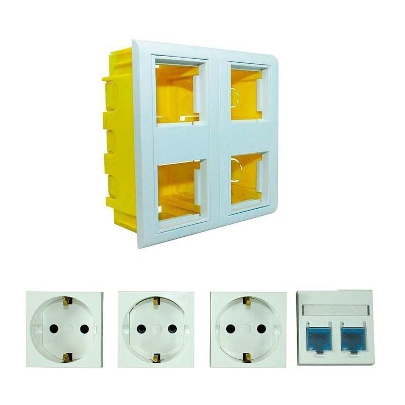 

Puesto de Trabajo de Empotrar 4 Módulos Compuesto 3E + 2 RJ45 cat.6