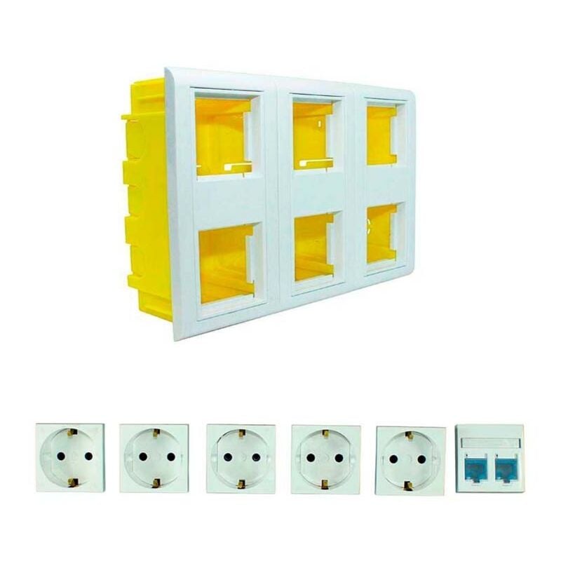 

JSL - Puesto de Trabajo de Empotrar 6 Módulos completo con 5E + 2 RJ45 cat.6