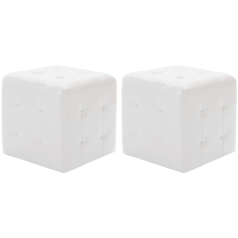 

vidaXL Puf 2 Unidades Cuero Sintético 30x30x30 cm Blanco - Blanco