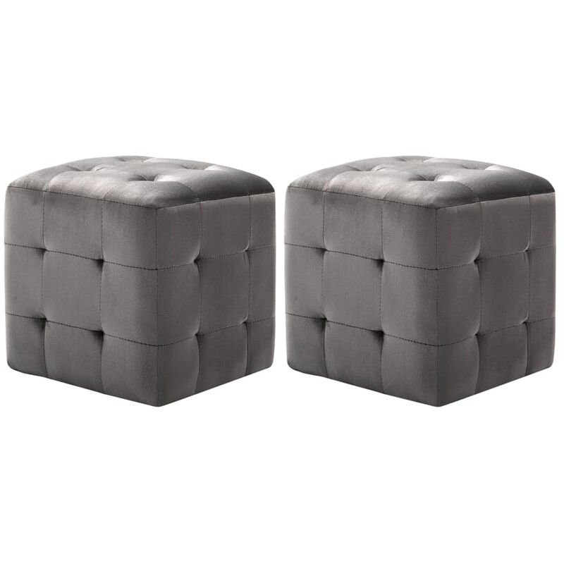

Puf 2 unidades terciopelo gris 30x30x30 cm