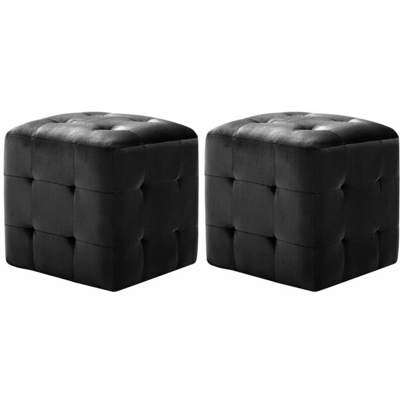 

Puf 2 unidades terciopelo negro 30x30x30 cm