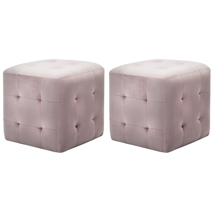 

Puf 2 unidades terciopelo rosa 30x30x30 cm