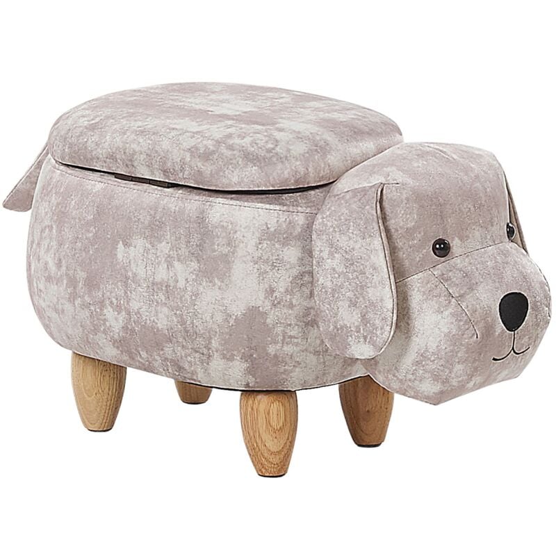 

Beliani - Puf de terciopelo beige con almacenaje DOGGY