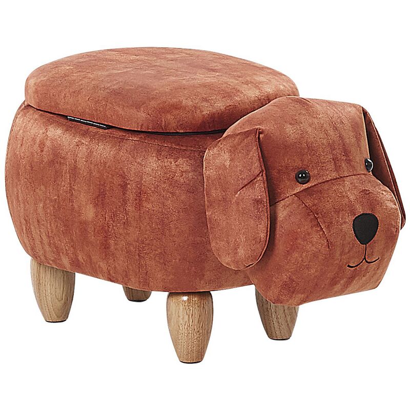 

Beliani - Puf de terciopelo marrón con almacenaje DOGGY