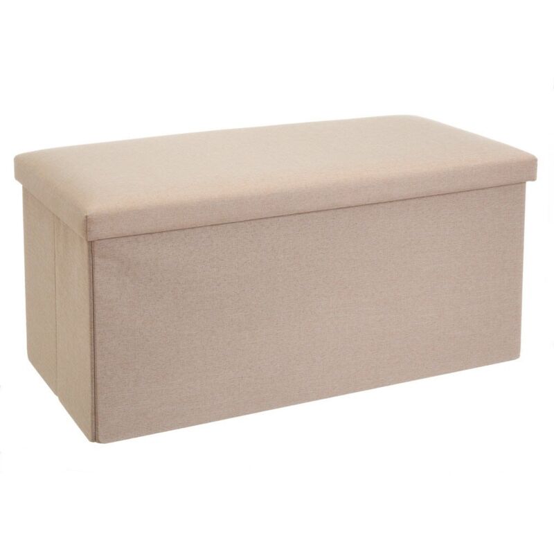 

Puf arcón plegable beige de lino y poliéster de 76x38x38 cm