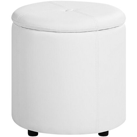 Puf blanco de piel sintética 40 x 38 cm con almacenamiento glamour Maryland