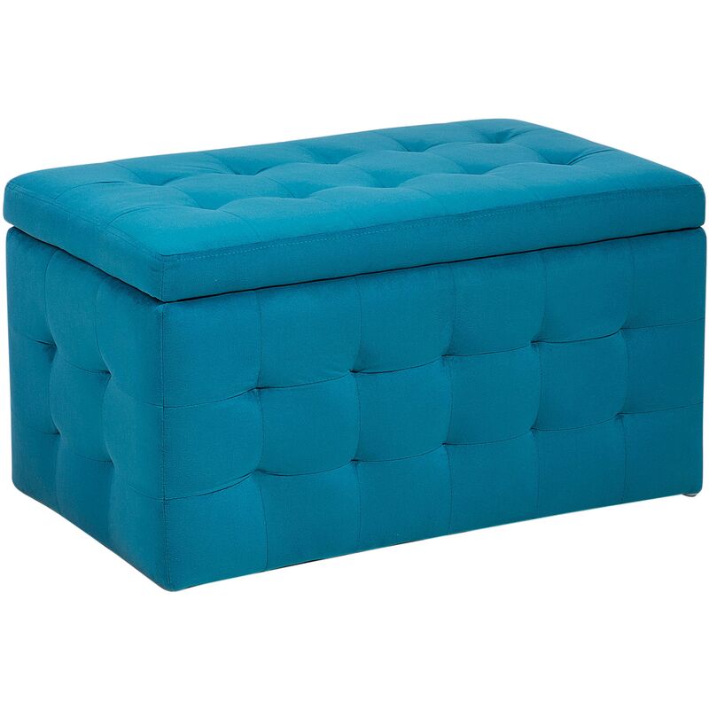 

Beliani - Reposapiés de terciopelo azul con almacenaje MICHIGAN