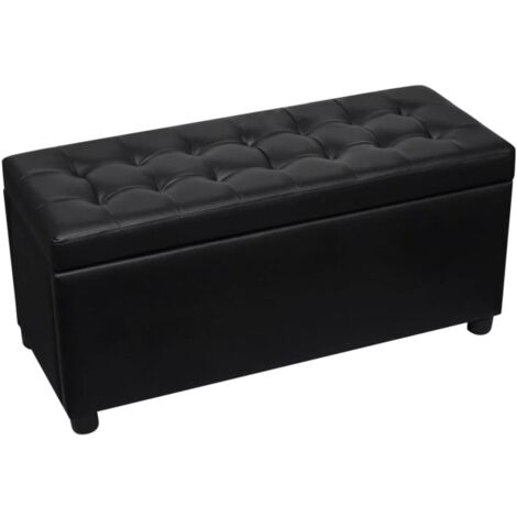 Puf con almacenaje de piel sintética 87,5 x 36 x 41 cm negro 020021240