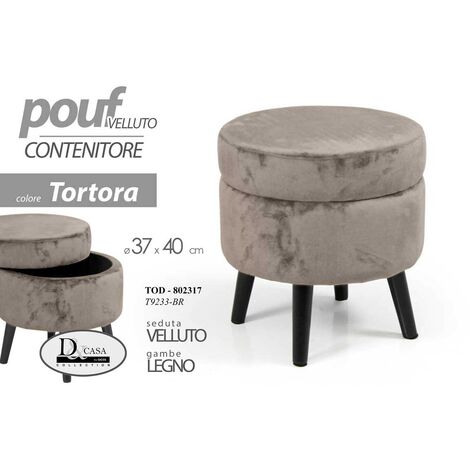 Puf contenedor gris tórtola que se puede abrir 37 x 40 h