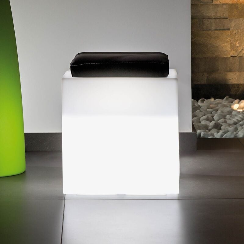 

Puf cuadrado con Led de resina mod. Square 40x40 cm luz blanca