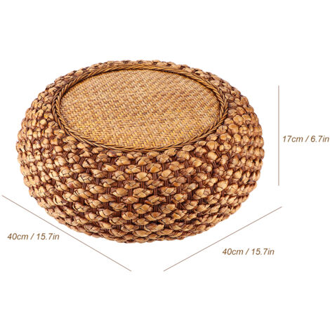 Puf cuadrado japonés Zabuton de tela – color café, cojín de suelo aislante para yoga y ejercicios Zen.
