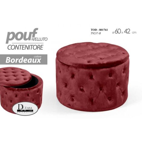 Puf de almacenaje retro burdeos 60 cm