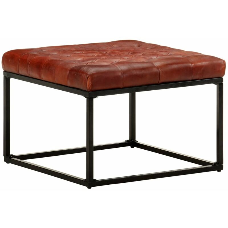 

Puf de cuero autentico marron oscuro 62x62x47 cm