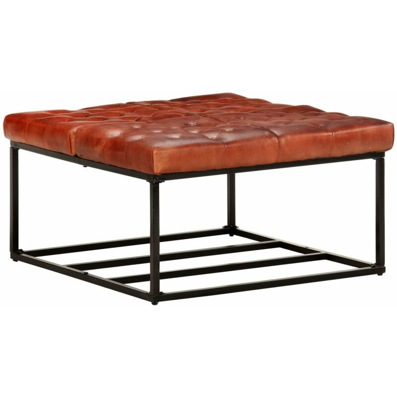 

Puf de cuero autentico marron oscuro 80x80x43 cm