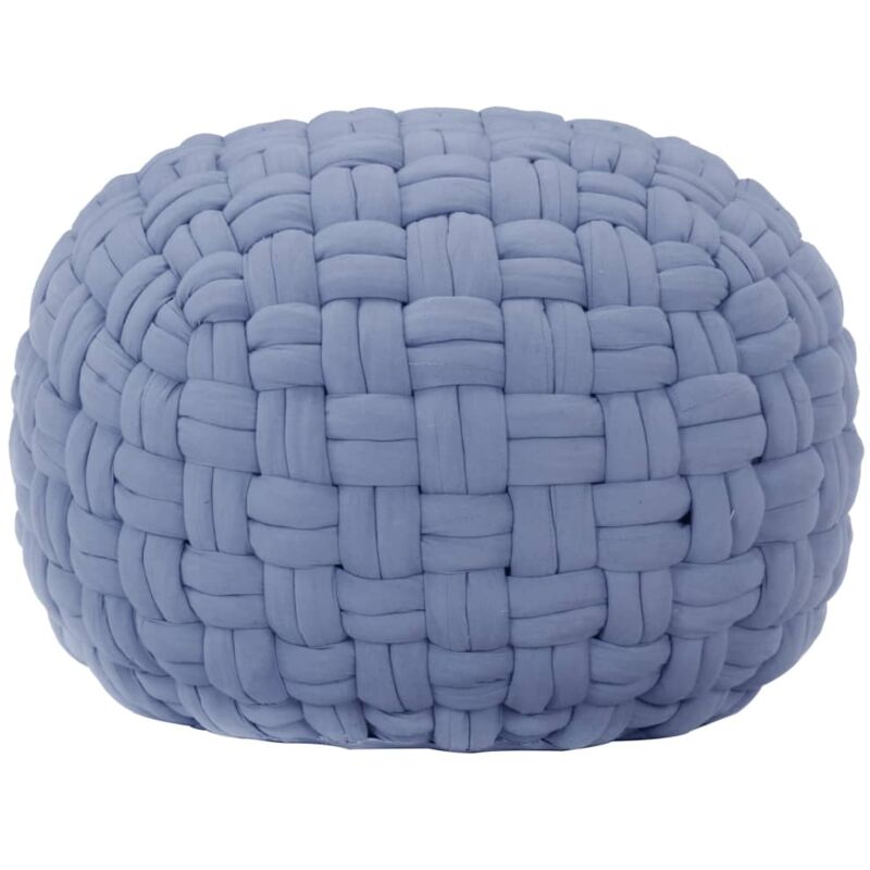 

vidaXL Puf de Diseño Trenzado de Algodón 50x35 cm Azul - Azul
