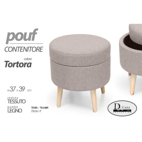 Puf de dormitorio con contenedor gris tórtola 37 x 39 h