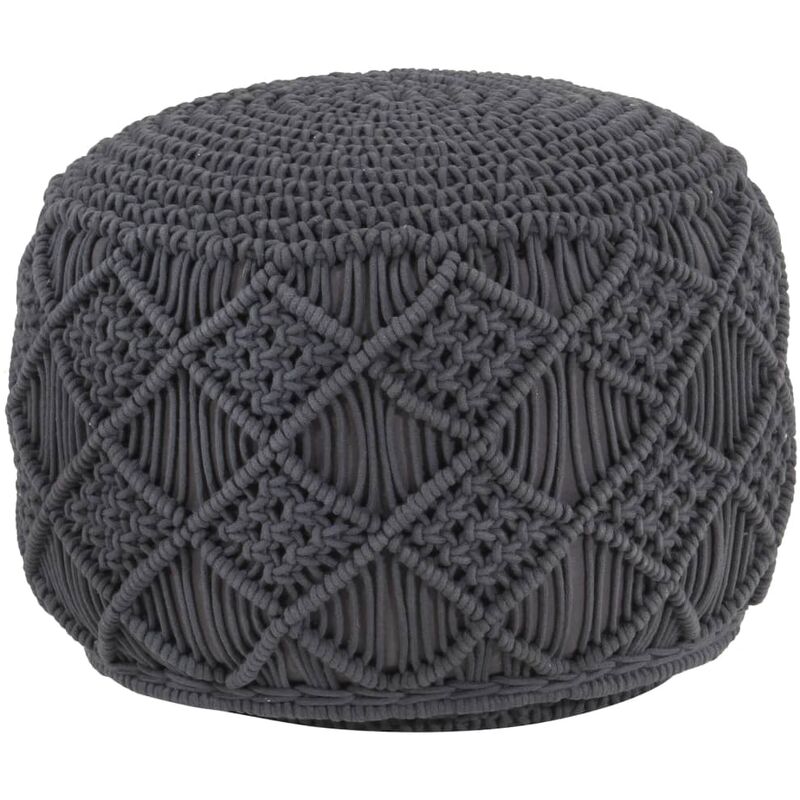 

Youthup - Puf de macramé hecho a mano algodón gris antracita 45x30 cm - Antracita