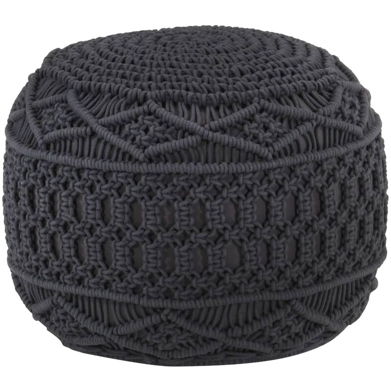 

Puf de macramé hecho a mano algodón gris antracita 45x30 cm - Antracita