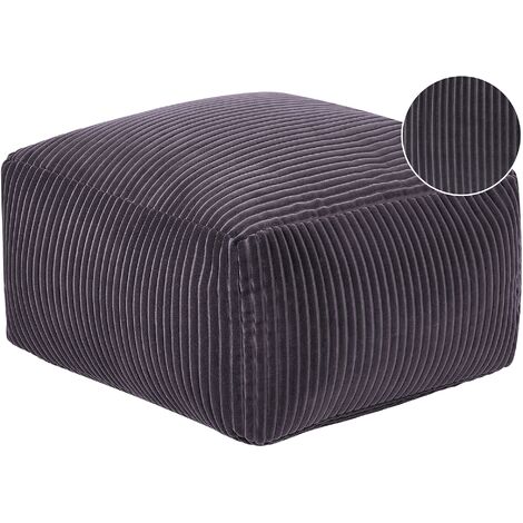 Puf de pana gris oscuro 50 x 30 cm bolas EPS reposapiés relleno sólido Mukki