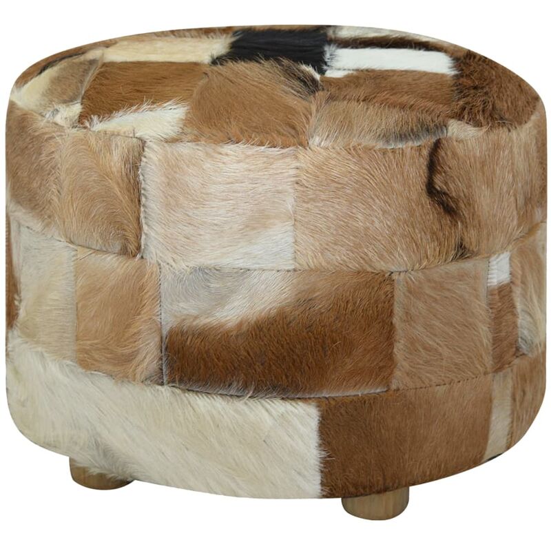 

Puf de piel genuina redondo 50x50x45 cm - Multicolor