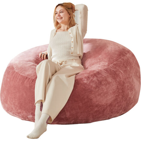 Puf de piel sintética - Pufs para salón - Puf gigante - Plegable, de espuma, con funda lavable, asiento relajante convertible - 150 cm de diámetro - Rosa