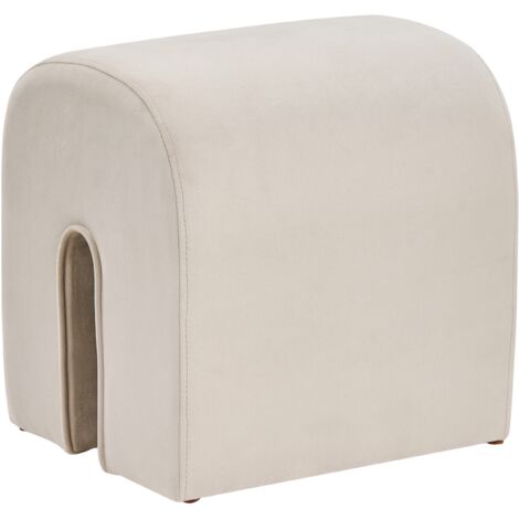 Puf de terciopelo beige 35 x 42 cm otomana forma de U moderno sala de estar Modoc